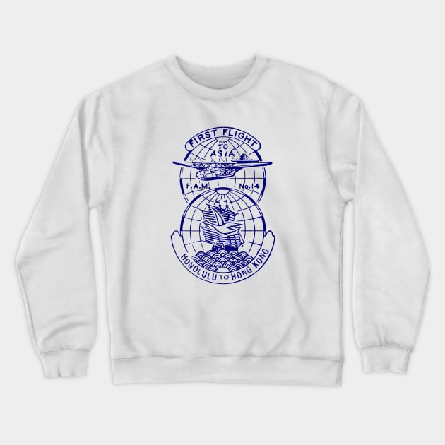 1937 Honolulu to Hong Kong China Airmail Flight Crewneck Sweatshirt by historicimage